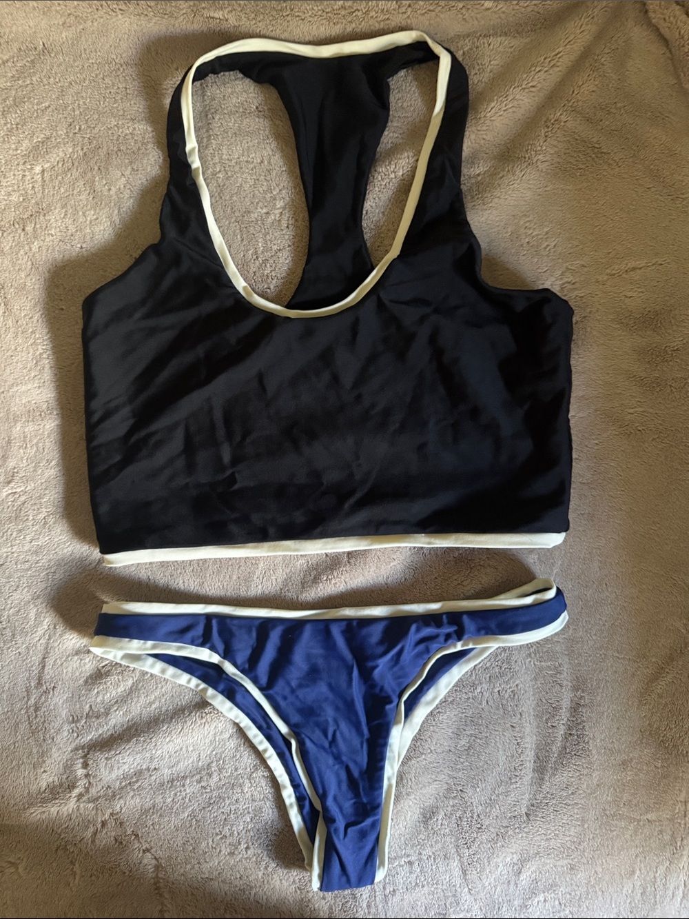 Navy Contrast-Trim Bikini Bottom Only Swim
